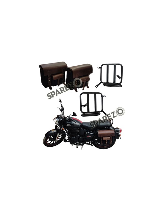 Royal Enfield New Classic Reborn 350 Black Color Bags With Mounting Pair