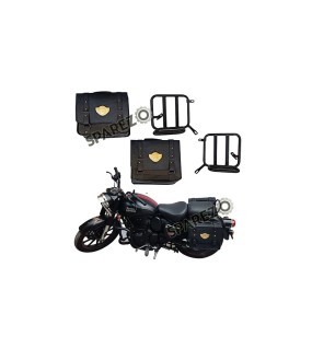 Royal Enfield New Classic Reborn 350cc Black Saddle Leather Bag Pair with Rails