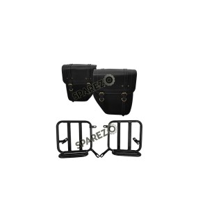 Royal Enfield New Classic Reborn 350cc Leather Bags With Mounting Pair Black