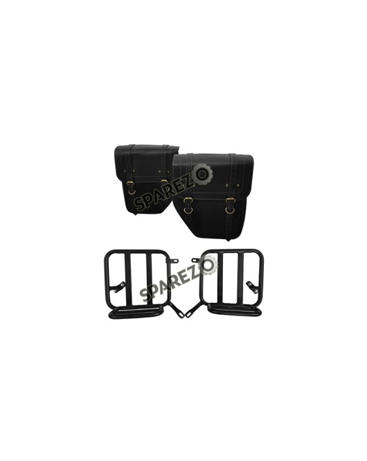 Royal Enfield New Classic Reborn 350cc Leather Bags With Mounting Pair Black