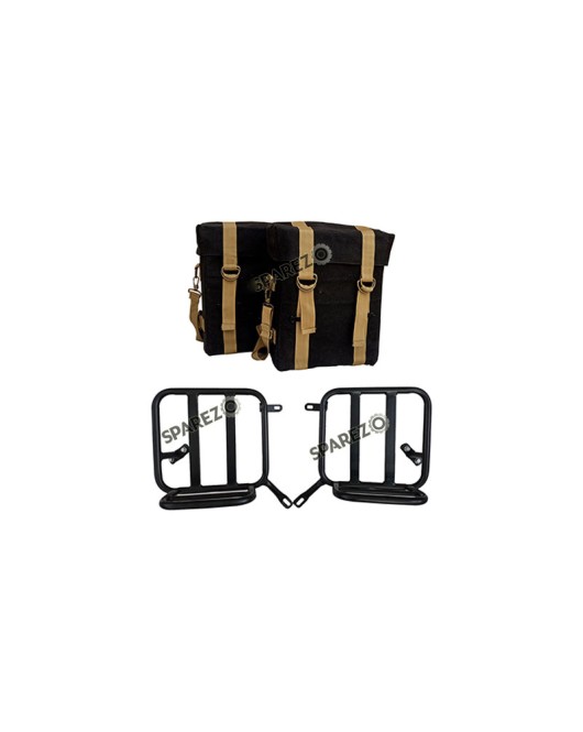 Royal Enfield New Classic Reborn 350cc Military Pannier Black and Golden Color Bags With Fitting