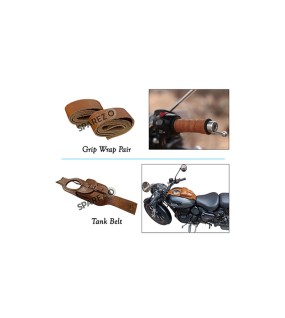 Royal Enfield Classic Reborn 350cc Accessories Grip Wrap Pair and Tank Belt Brown