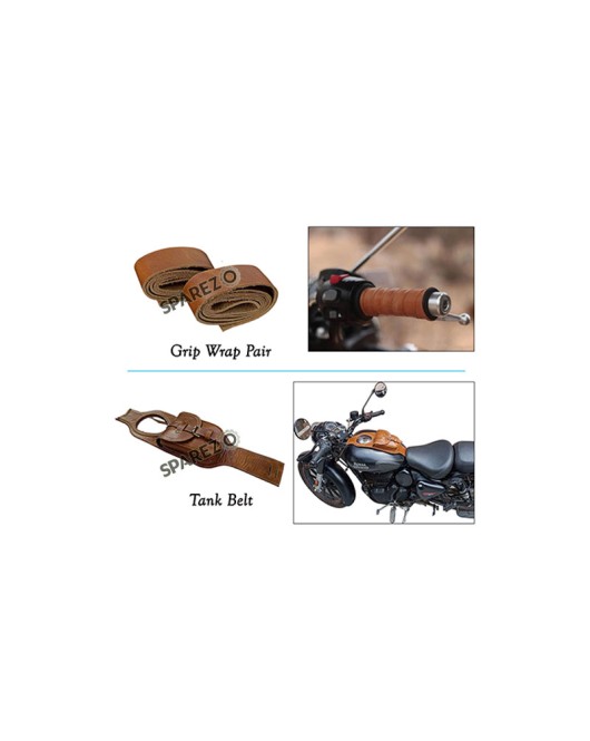 Royal Enfield Classic Reborn 350cc Accessories Grip Wrap Pair and Tank Belt Brown