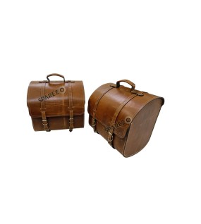 Royal Enfield New Classic Reborn 350cc Leather Brown Tan Bags Pair