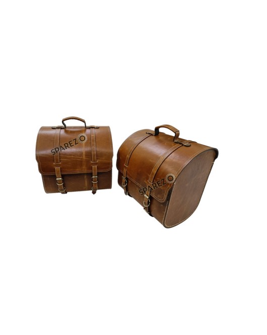 Royal Enfield Meteor 350cc Leather Brown Tan Bags Pair