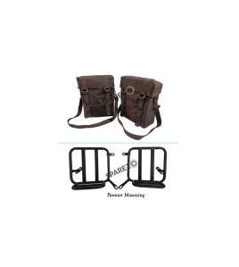 Royal Enfield New Classic Reborn 350cc Military Pannier Bag Brown With Fitting