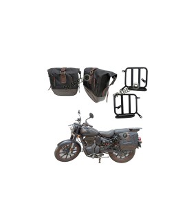 Royal Enfield Classic Reborn 350cc Pannier Luggage Bags Brown and Mounting 2022-23