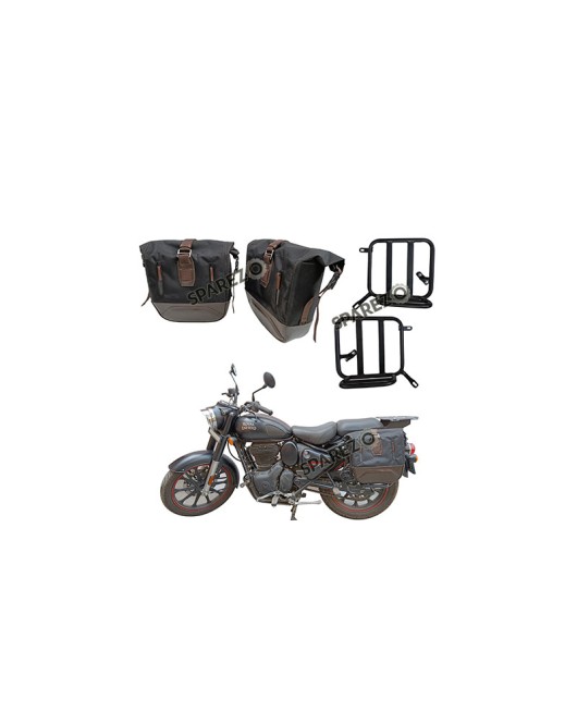 Royal Enfield Classic Reborn 350cc Pannier Luggage Bags Brown and Mounting 2022-23