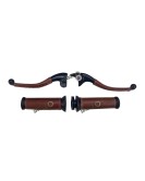 Royal Enfield Classic Reborn and Meteor 350cc Leather Covering Levers Grips With Tool Bag