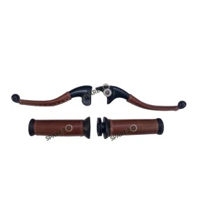 Royal Enfield Classic Reborn and Meteor 350cc Leather Covering Levers Grips With Tool Bag