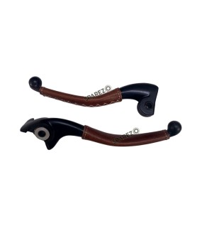 Royal Enfield Classic Reborn and Meteor 350cc Leather Covering Levers Grips With Tool Bag