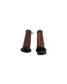 Royal Enfield Classic Reborn and Meteor 350cc Leather Covering Levers Grips With Tool Bag