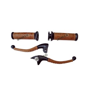 Royal Enfield Classic Reborn 350 and Meteor 350 Lever Grip With Engraved Leather Cover Brown