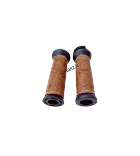 Royal Enfield Classic Reborn 350 and Meteor 350 Lever Grip With Engraved Leather Cover Brown