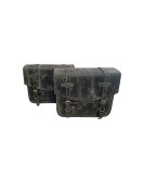 Royal Enfield Hunter 350 Grey Black Leather Bags with Mounting Pair