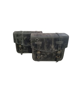 Royal Enfield Classic Reborn 350 and Meteor 350 Grey Black Leather Bags Pair