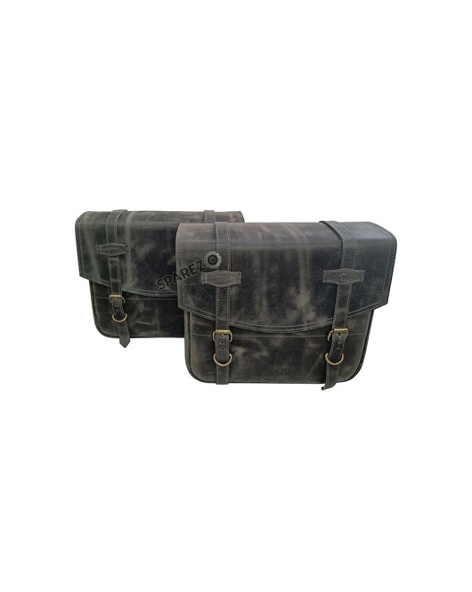 Royal Enfield Classic Reborn 350 and Meteor 350 Grey Black Leather Bags Pair