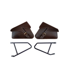 Royal Enfield GT 650 Mounting Rails and Leather Pannier Bags Pair D1 Brown