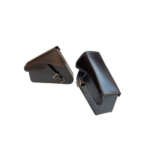 Royal Enfield Interceptor 650 Mounting Rails and Leather Pannier Bag Pair D1 Black