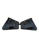 Royal Enfield GT 650 Mounting Rails & Leather Pannier Bags Pair D1 Black
