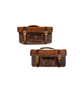 Royal Enfield Big Leather Bags Pair Brown Tan For GT Continental 650