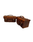 Royal Enfield Pannier Rails and Leather Bags Pair Brown Tan For GT Continental 650