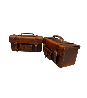 Royal Enfield Big Leather Bags Pair Brown Tan For Interceptor 650