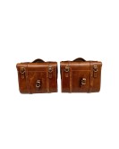 Royal Enfield Classic 500cc 350cc Brown Tan Front Leather Seats with Bags Pair