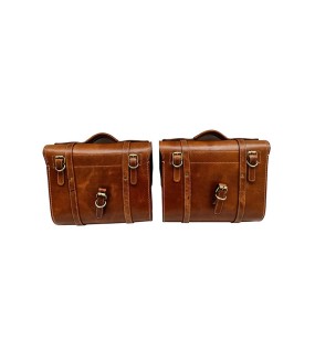 Royal Enfield Classic 500cc 350cc Brown Tan Front and Rear Leather Seats with Bags
