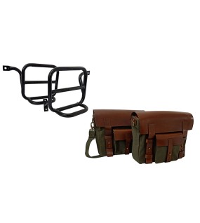 Royal Enfield Classic 500cc Leather and Canvas Bag With Fitting Frame Olive Color