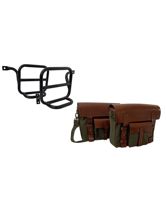 Royal Enfield Classic 500cc Leather and Canvas Bag With Fitting Frame Olive Color