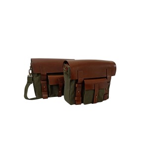 Royal Enfield Classic 500cc Leather and Canvas Bag With Fitting Frame Olive Color