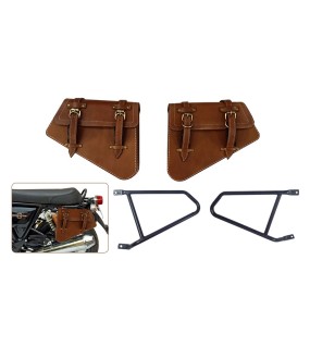 Royal Enfield GT and Interceptor 650 Pannier Bags Tan Color With Black Mounting