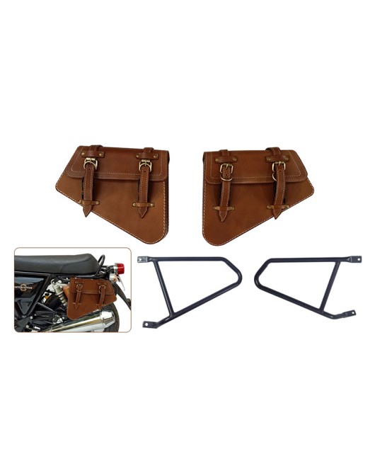 Royal Enfield GT and Interceptor 650 Pannier Bags Tan Color With Black Mounting