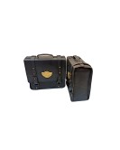 Royal Enfield Classic 350cc 500cc Pair of Saddle Bag Black Leather with Rails