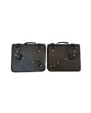 Royal Enfield Classic 350cc 500cc Pair of Saddle Bag Black Leather with Rails