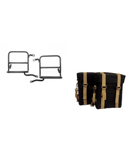 Royal Enfield Black and Golden Pannier Bags and Fitting Frame For Classic 350cc 500cc