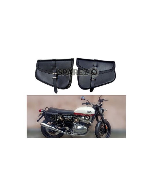 Royal Enfield GT Continental and Interceptor 650 Genuine Leather Black Pannier Bags