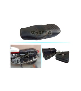 Royal Enfield GT and Interceptor 650 Leather Comfortable Dual Seat with Pannier Bag