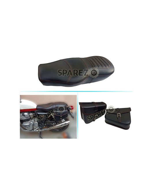 Royal Enfield GT and Interceptor 650 Leather Comfortable Dual Seat with Pannier Bag