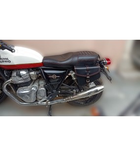 Royal Enfield GT and Interceptor 650 Leather Comfortable Dual Seat with Pannier Bag