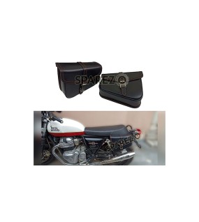 Royal Enfield Interceptor and GT 650 Genuine Leather Black Pannier Bags Pair