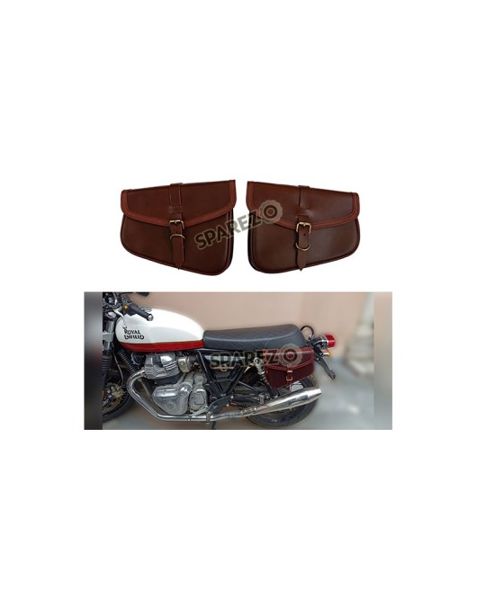 Royal Enfield GT Continental and Interceptor 650 Genuine Leather Tan Brown Pannier Bags