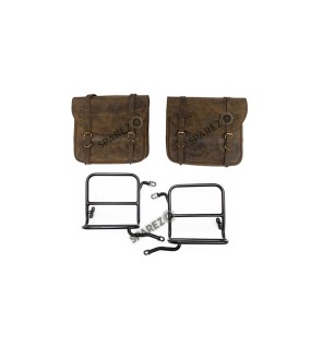 Royal Enfield Classic 350cc 500cc Leather Saddle Bags Dust Color With Mounting  