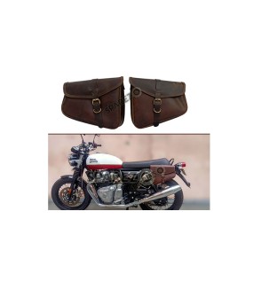 Royal Enfield GT and Interceptor 650cc Leather Tobacco Color Pannier Bags Pair