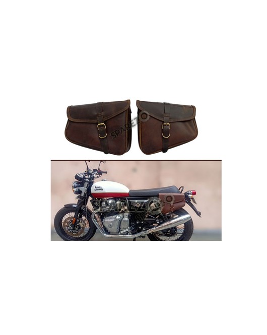Royal Enfield GT and Interceptor 650cc Leather Tobacco Color Pannier Bags Pair