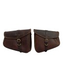 Royal Enfield GT and Interceptor 650cc Leather Tobacco Color Pannier Bags Pair