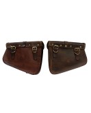 Royal Enfield GT and Interceptor 650cc Leather Tobacco Color Pannier Bags Pair