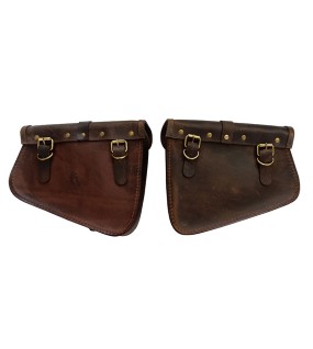 Royal Enfield GT and Interceptor 650cc Leather Tobacco Color Pannier Bags Pair