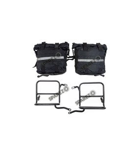Royal Enfield Classic 350cc 500cc Canvas Saddle Bags Pair Black With Mounting